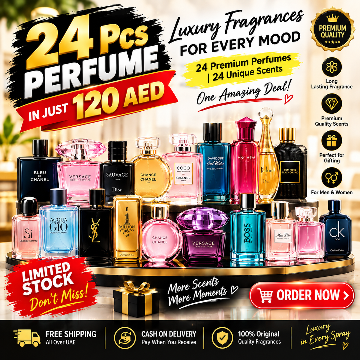 🔥24 Pcs Premium Perfume Collection — Just 120 AED! ✨