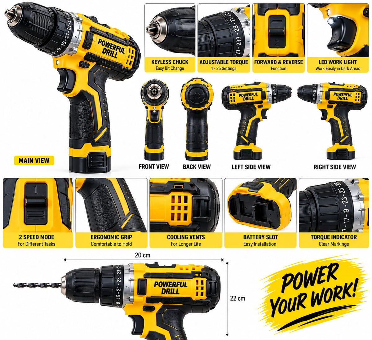 Dewalt- 2 Lithium Batteries Electric Drill